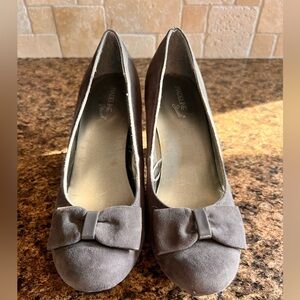 Gray Suede Bow Heels